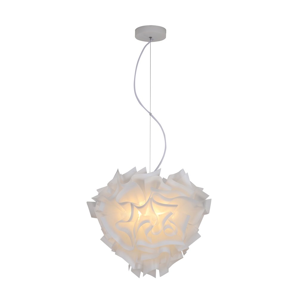 1-Light White Acrylic Chandelier With White Hardware
