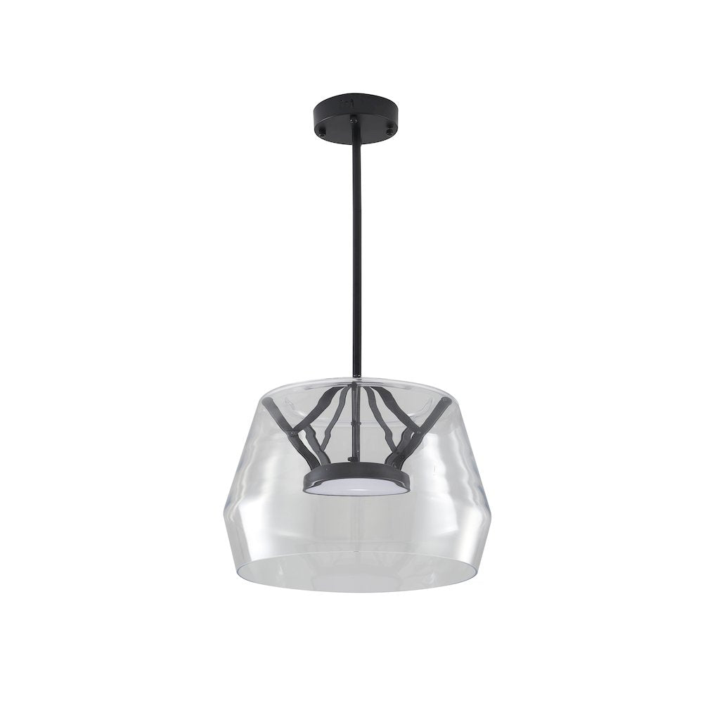 1-Light Black LED Pendant With A Clear Glass Shade