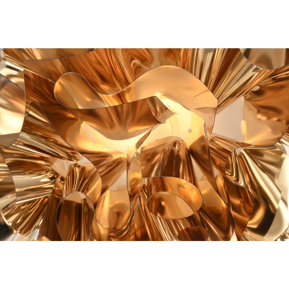 1-Light Shiny Gold Acrylic Chandelier With White Hardware