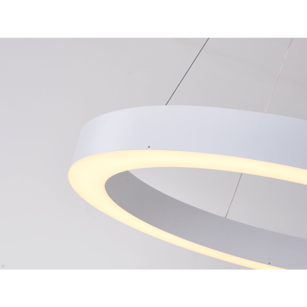 1-Light Matte White LED Halo Ring Chandelier