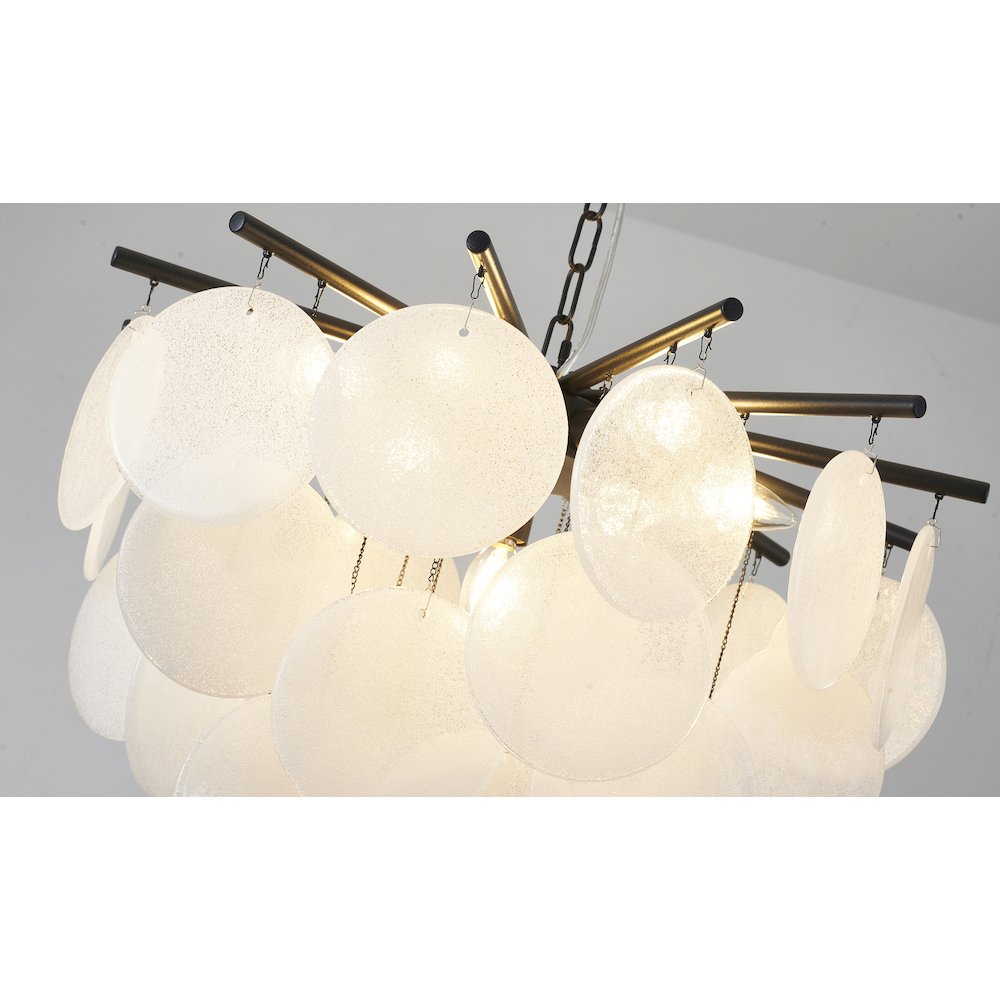 7-Light Satin Black Chandelier With Frosted White Glass Petals