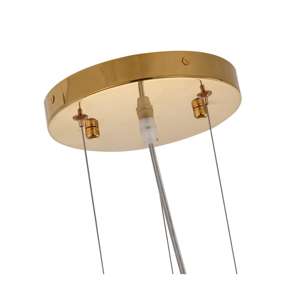 1-Light Gold Stainless Steel Pendant With Clear Crystals