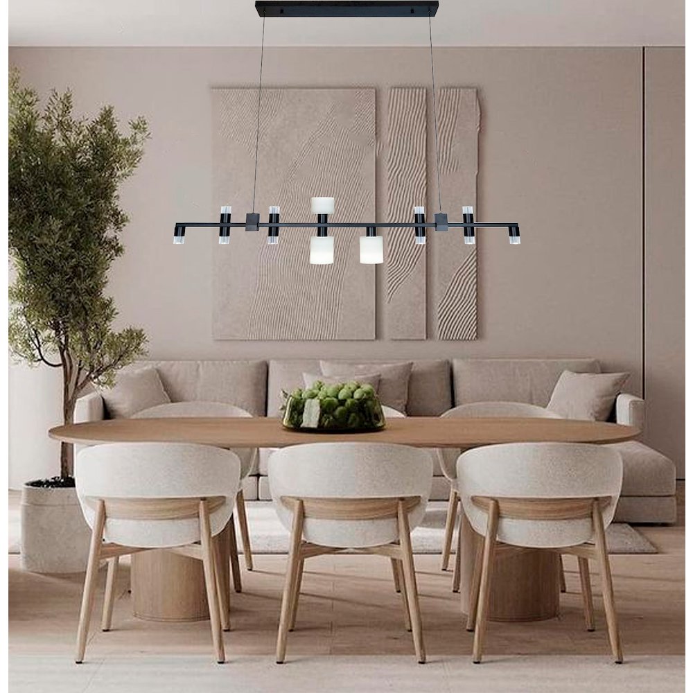 13-Light Black LED Chandelier With Glass Shades