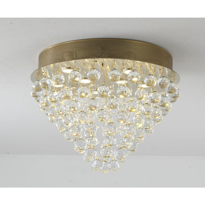 9-Light Gold Flush Mount With Clear Crystals