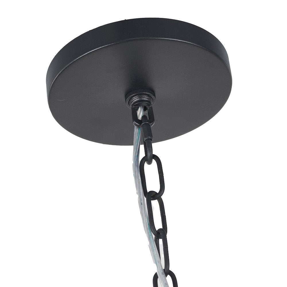 8-Light Satin Black Chandelier With Clear Beaded hanging Glass
