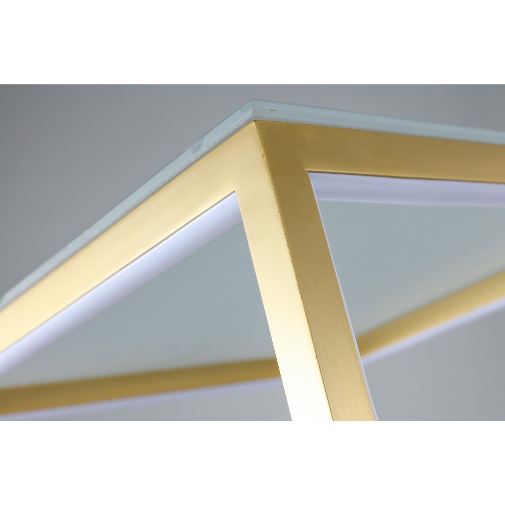 12-Light Gold Aluminum LED Side Table With A Frosted Glass Top