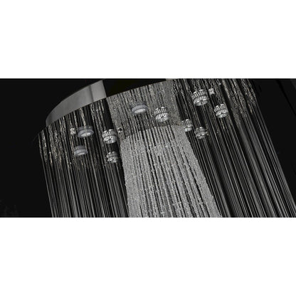12-Light Chrome Stainless Steel Flushed Chandelier With Clear Crystals