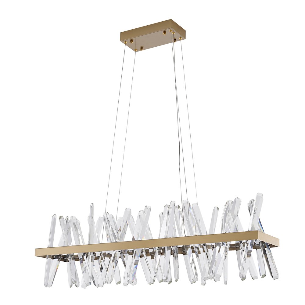 4-Light Gold LED Chandelier With Clear Crystal Accents