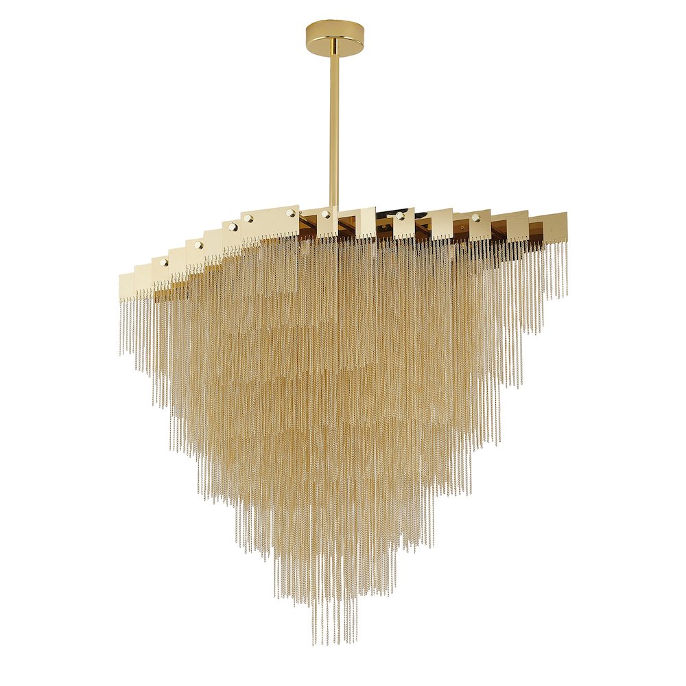 20-Light Gold Chandelier With Hanging Aluminum Chains
