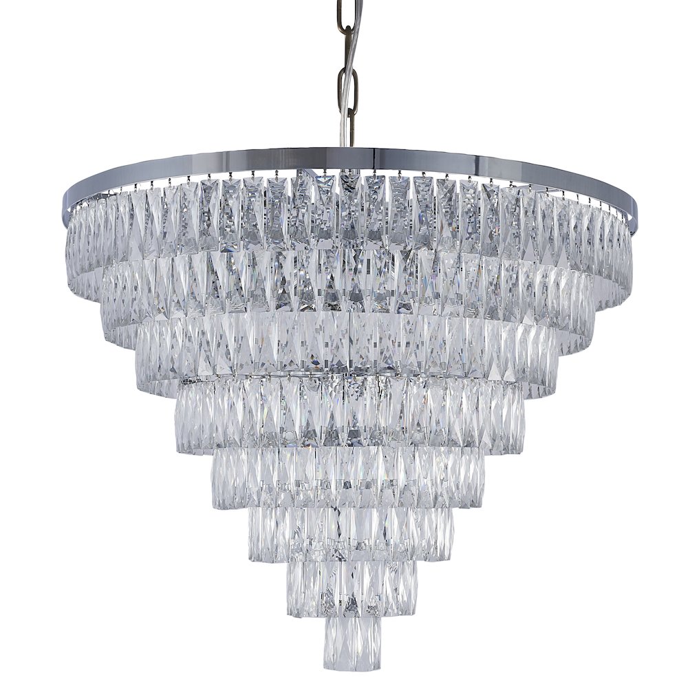 27-Light Chrome Chandelier With Clear Crystals