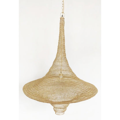 1-Light Gold Pendant With A Chain Basket Shade