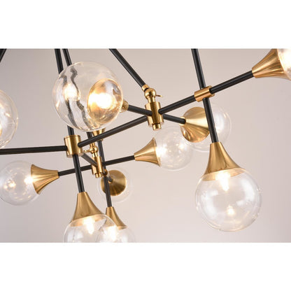 11-Light Black And Gold Chandelier With Clear Glass shades