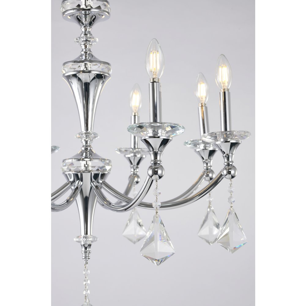 8-Light Chrome Chandelier With Clear And Champagne Crystals
