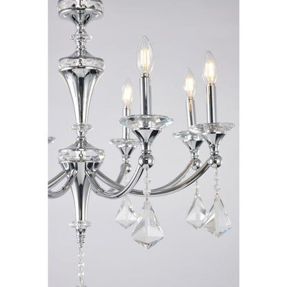 8-Light Chrome Chandelier With Clear And Champagne Crystals