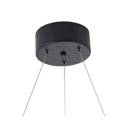 1-Light Matte Black LED Halo Ring Chandelier
