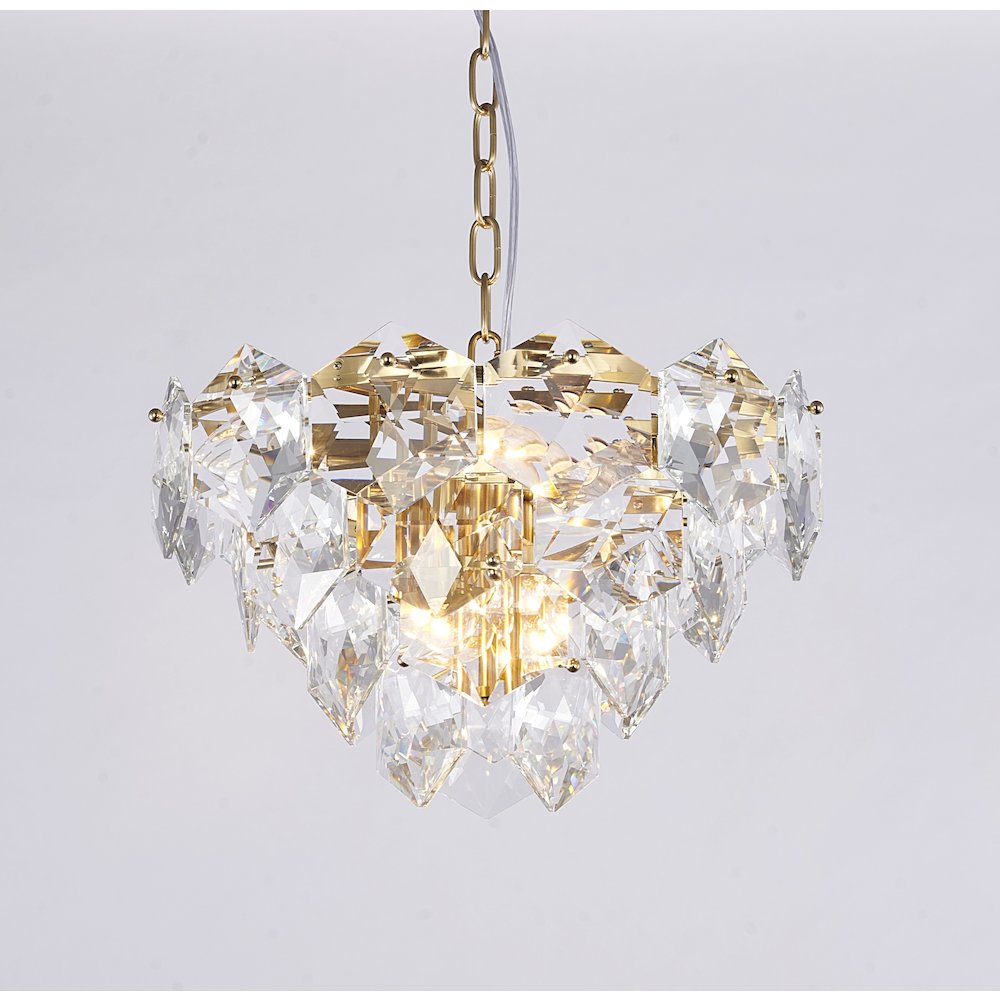 8-Light Gold Chandelier With Clear Crystal Accents