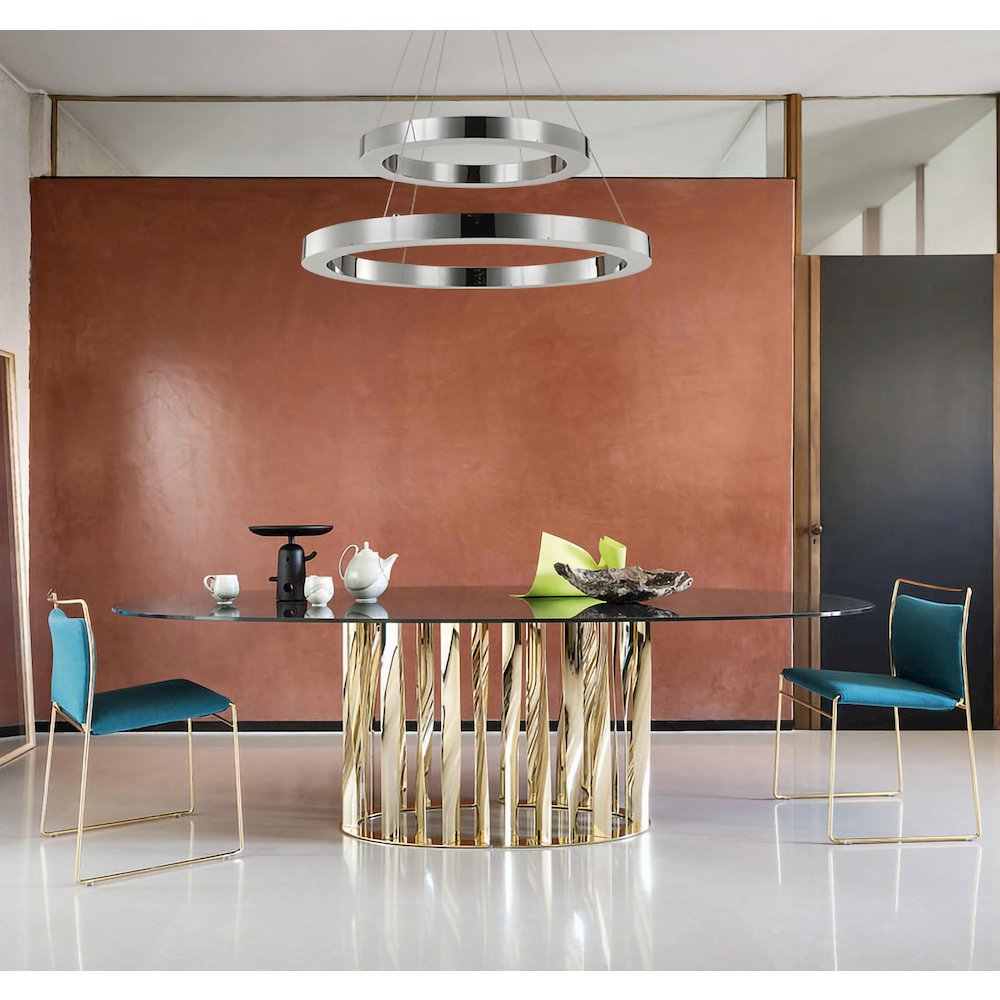 2-Light Chrome Stainless Steel LED Chandelier