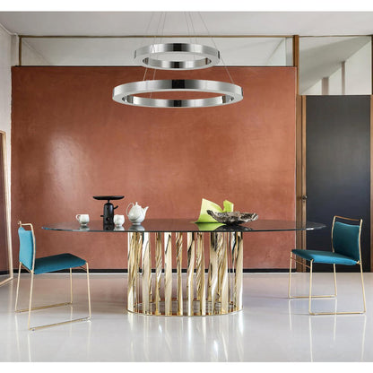 2-Light Chrome Stainless Steel LED Chandelier