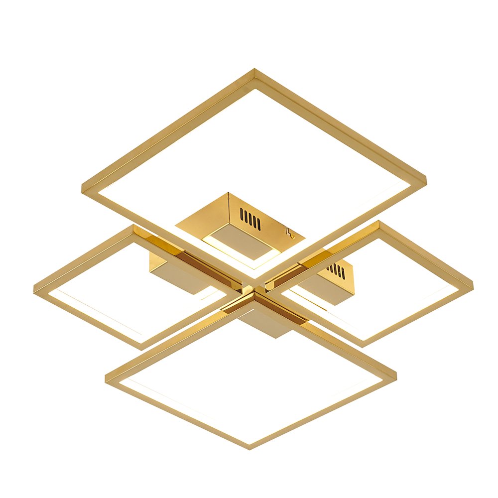 4-Light Gold LED Flush Mount With Acrylic Diffusers