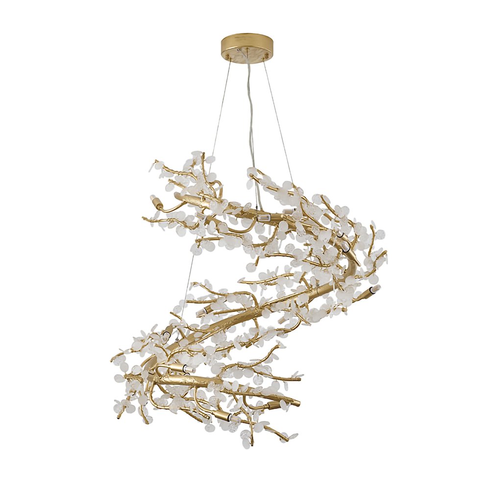 18-Light Gold Aluminum Chandelier With Clear Glass