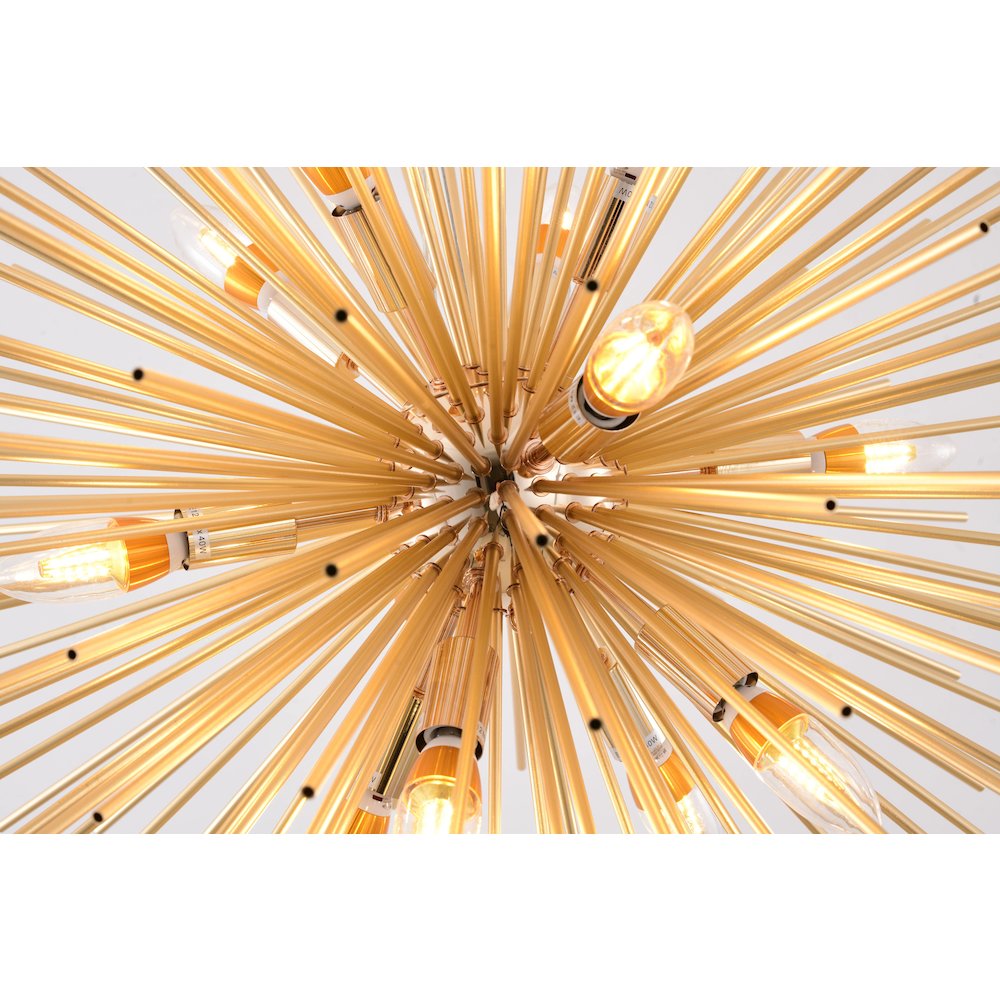 9-Light Brass Iron Chandelier With Aluminum Rods