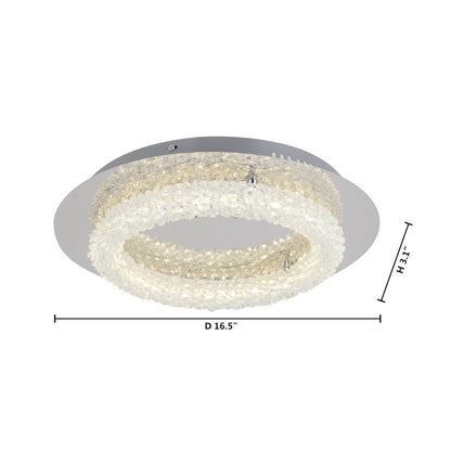 1-Light Chrome LED Flush Mount With Clear Crystal Accents