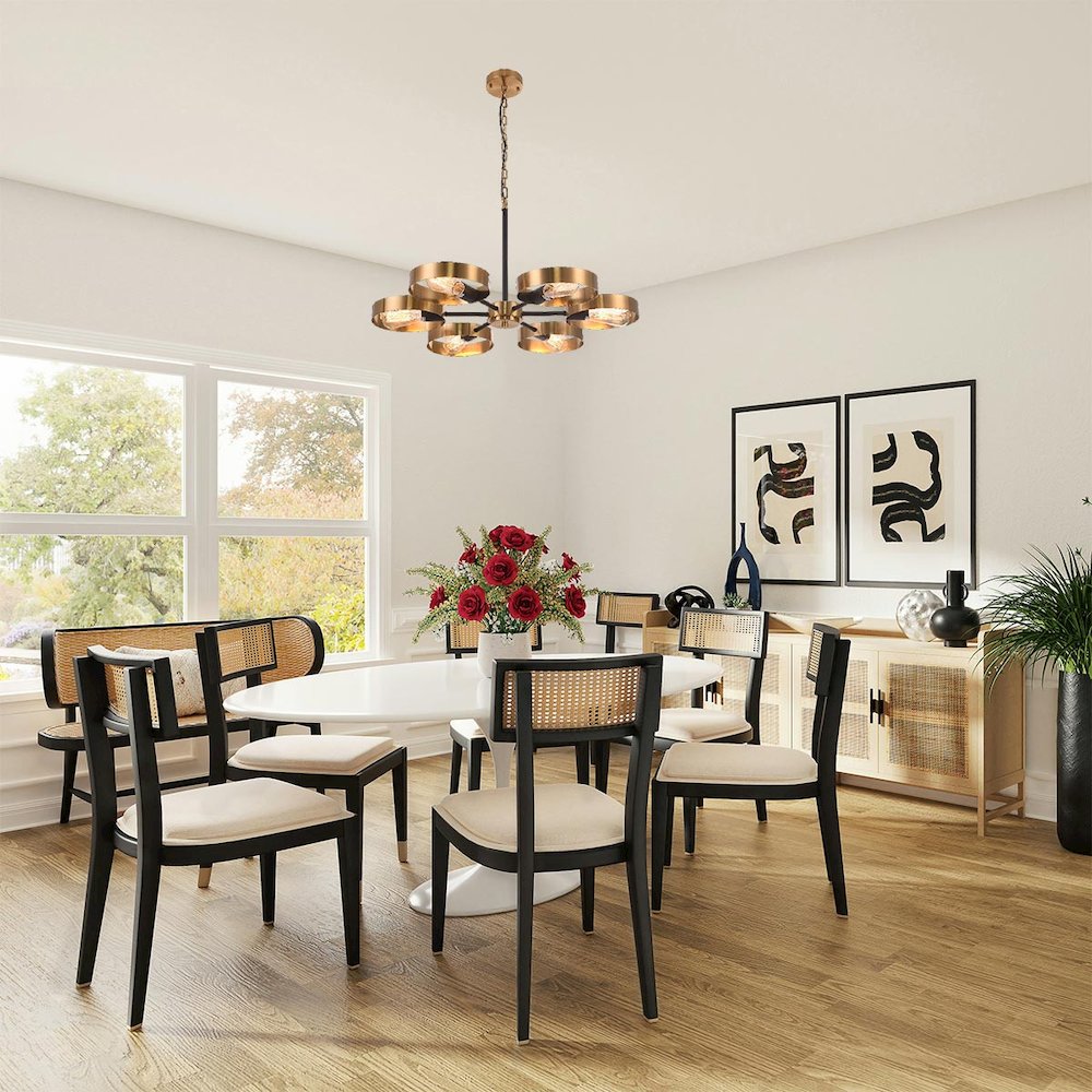 6-Light Black And Golden Bronze Accents Chandelier
