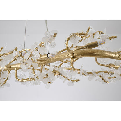 16-Light Gold Aluminum Chandelier With Clear Glass