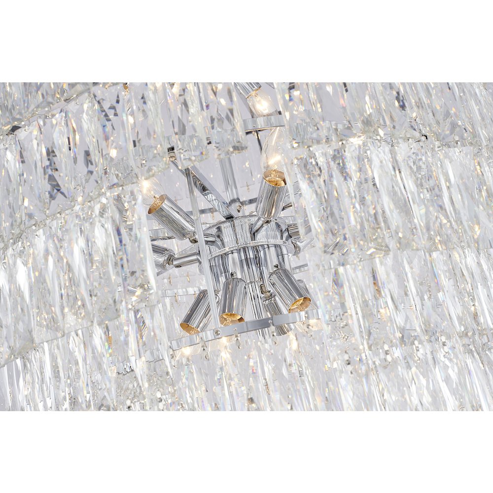 39-Light Chrome Chandelier With Clear Crystals