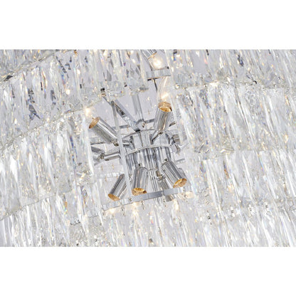 39-Light Chrome Chandelier With Clear Crystals