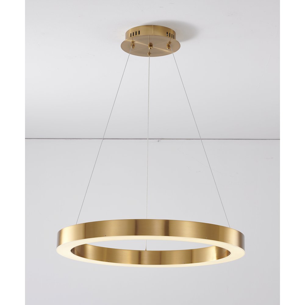 1-Light Gold LED Chandelier With An Acrylic Bottom Len