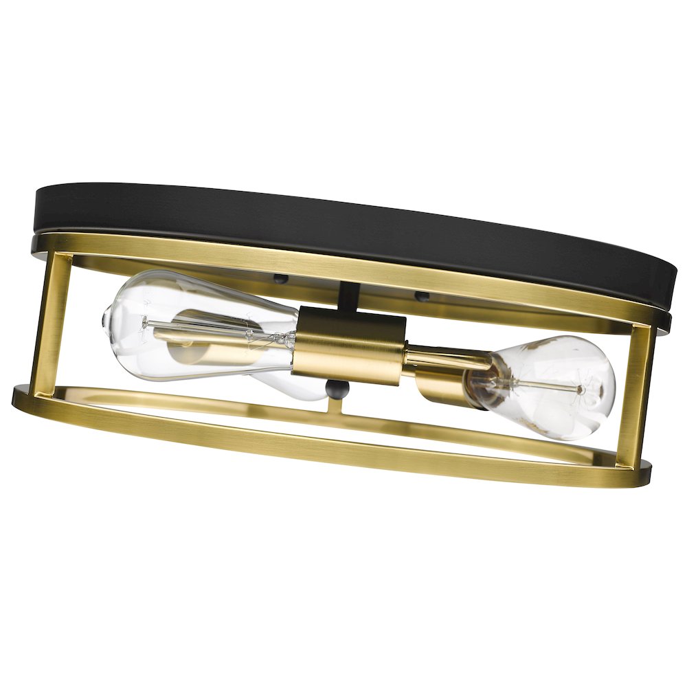 3-Light Black And Gold Metal Flush Mount