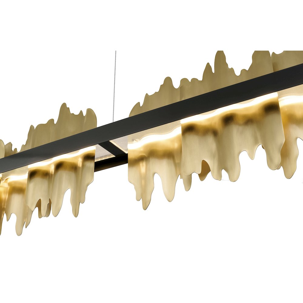 1-Light Black Stainless Steel LED Chandelier With Brass Copper