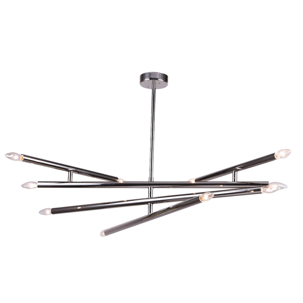 10-Light shiny nickel Rod Match Stick Chandelier