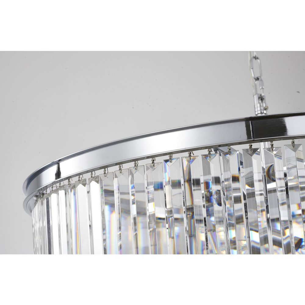 15-Light Chrome Chandelier With Clear Hanging Crystal