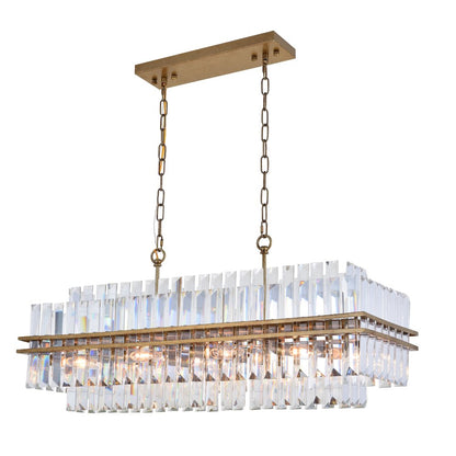 10-Light Antique Gold Chandelier With Clear Crystal