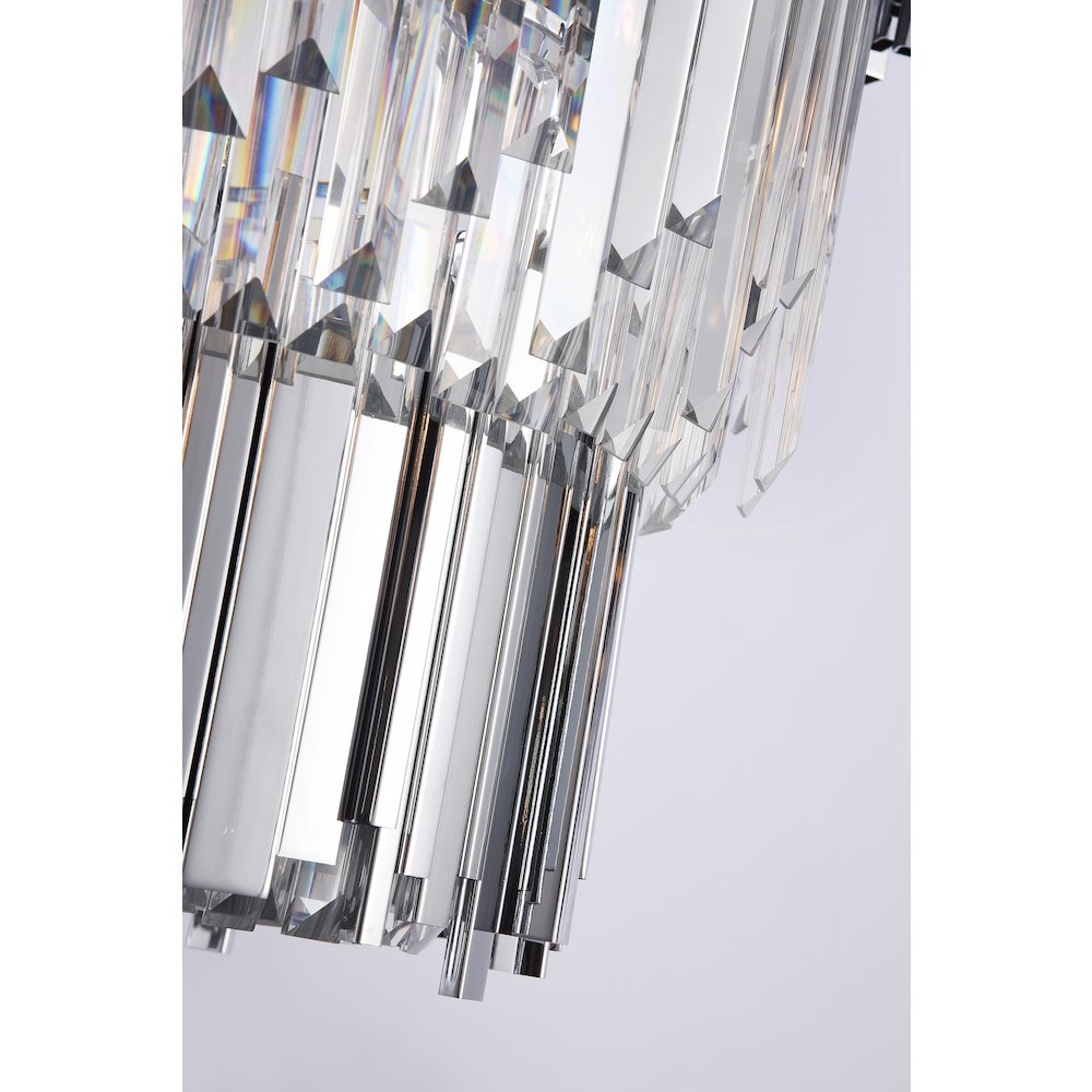 18-Light Chrome Chandelier With Clear Hanging Crystal