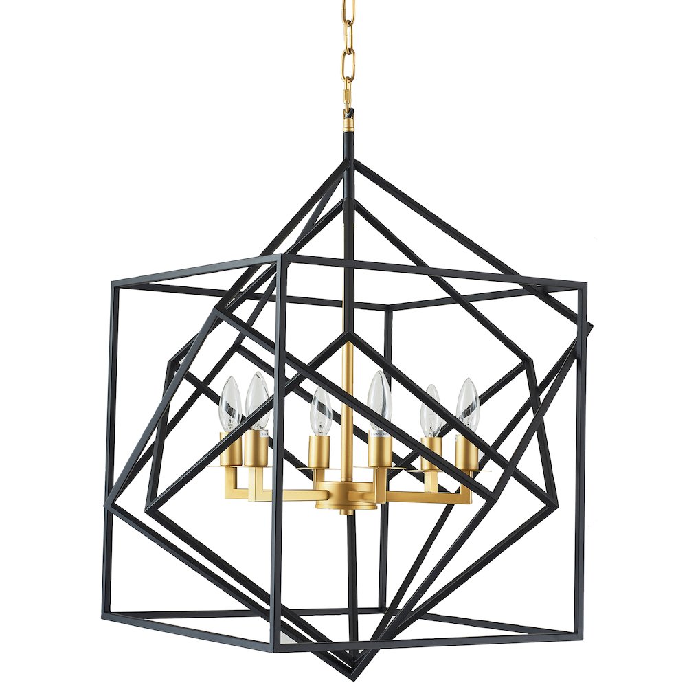 6-Light Black And Gold Metal Chandelier