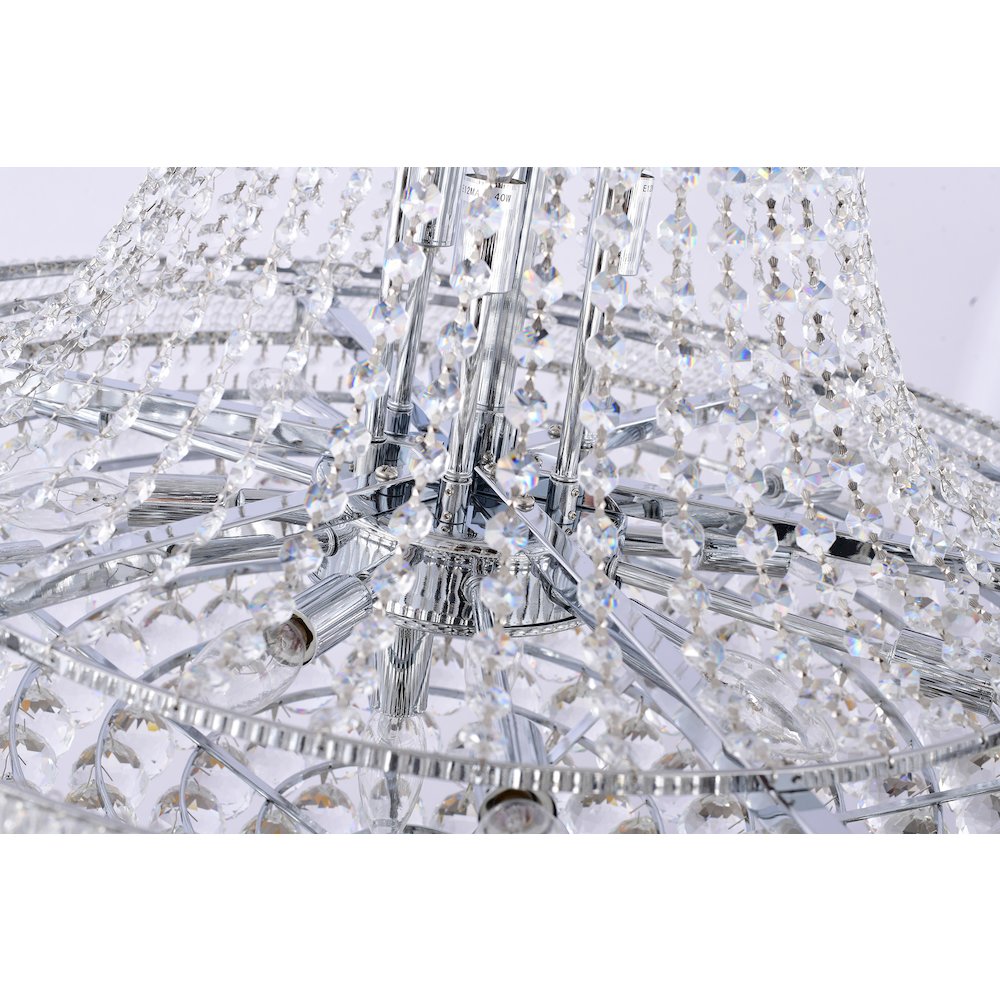 32-Light chrome Chandelier With Clear Crystals