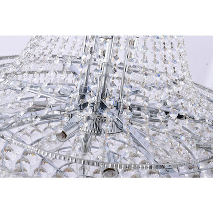 32-Light chrome Chandelier With Clear Crystals