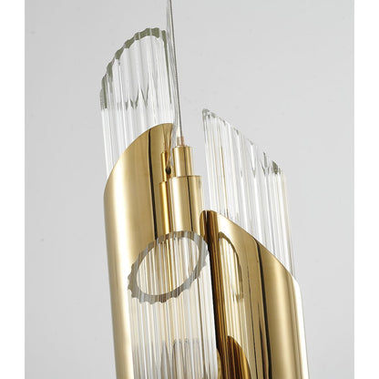 6-Light Gold Single Pendant With Clear Glass Shades