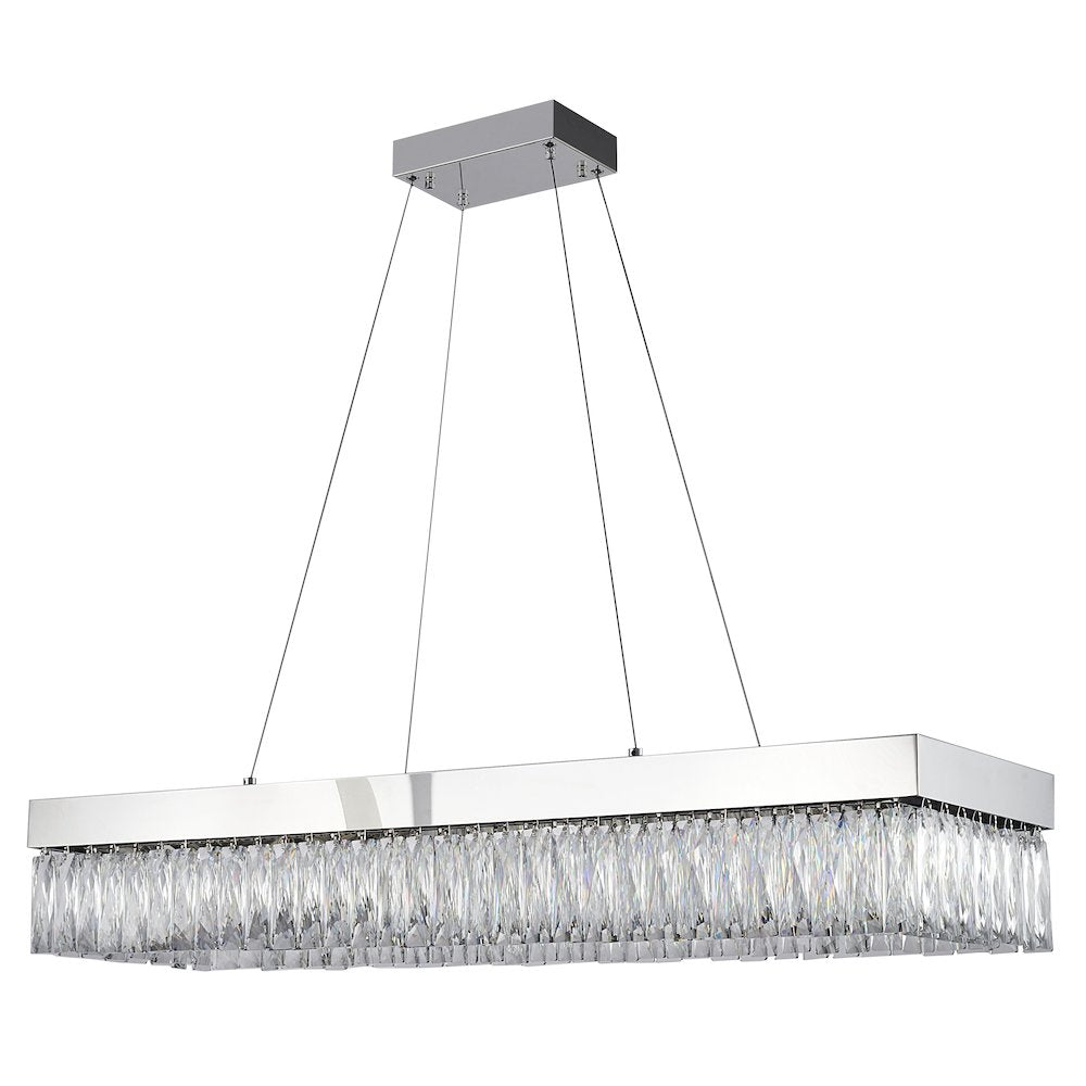 4-Light Chrome LED Chandelier With Clear Crystal Accents