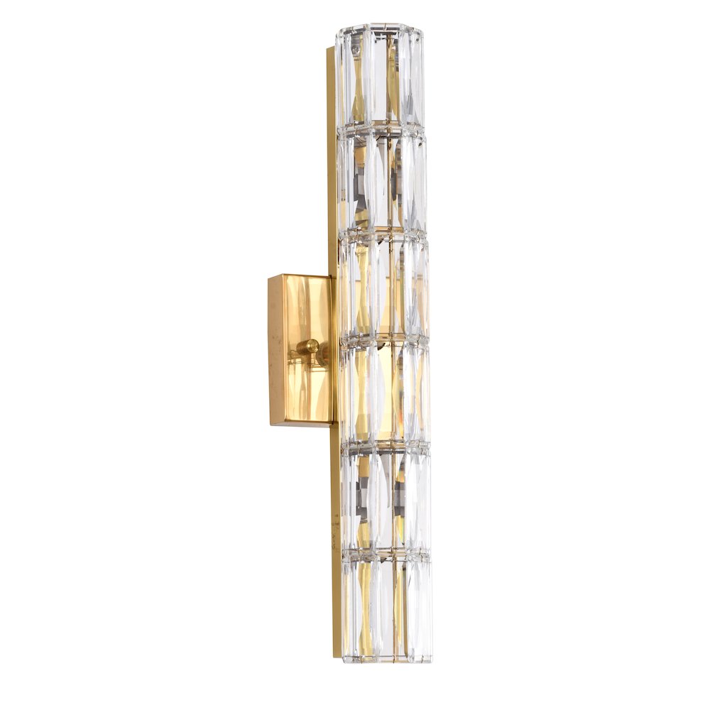 5-Light Gold Wall Sconce With Clear Crystal Accents