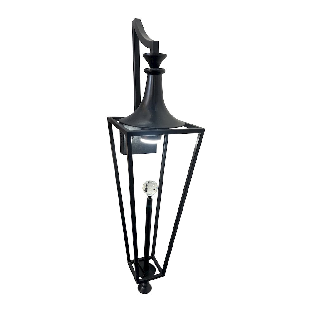 1-Light Black LED Outdoor Wall Sconce With A Clear Crystal Ball