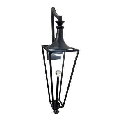 1-Light Black LED Outdoor Wall Sconce With A Clear Crystal Ball