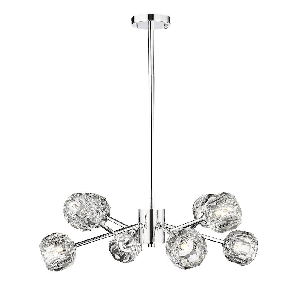 8-Light Chrome Chandelier With Clear Crystal Shades