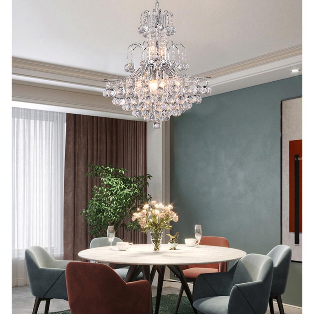 Chandelier Chrome Metal & Crystal