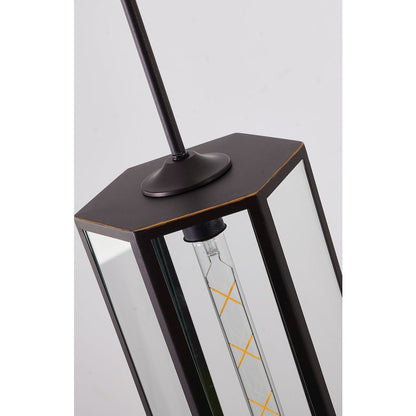 1-Light Bronze Black Outdoor Pendant With A Clear Glass Shade