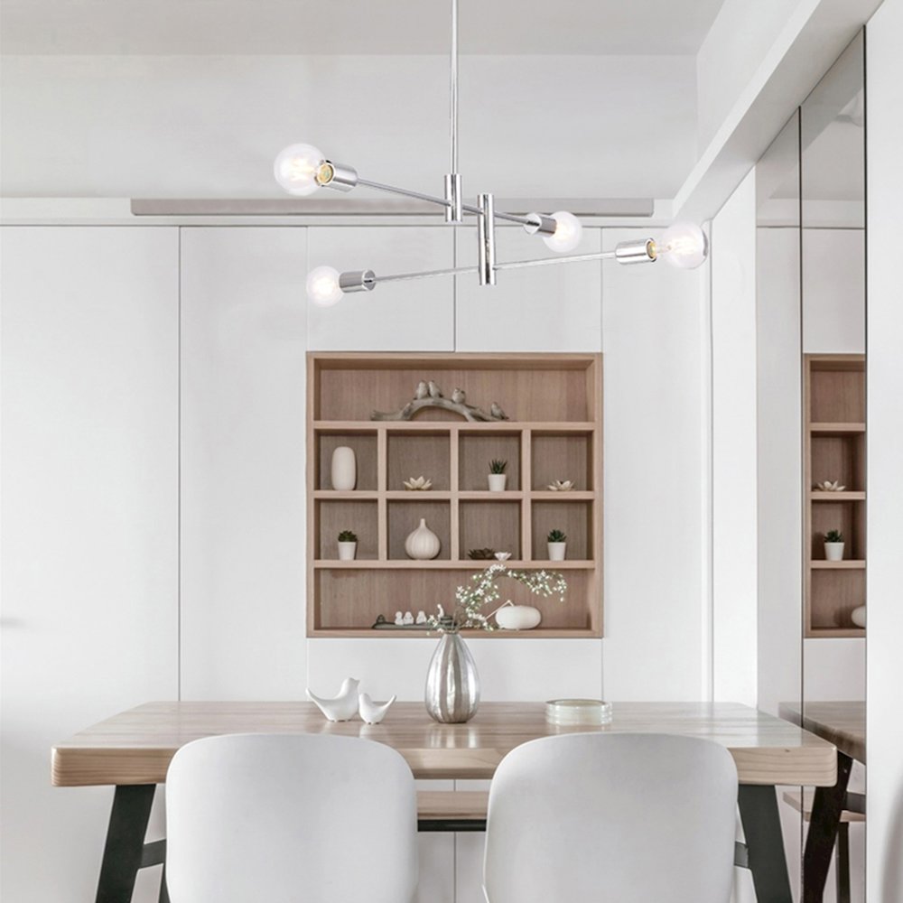 4-Light Chrome Pipe Arm Chandelier