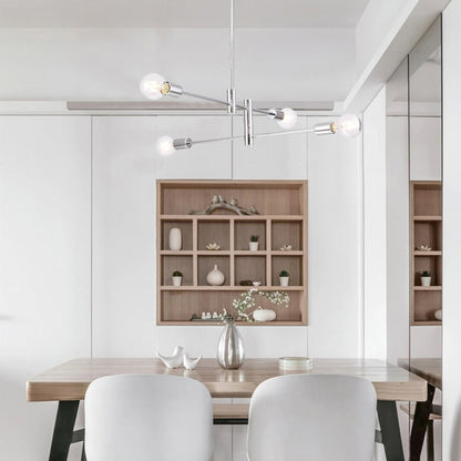 4-Light Chrome Pipe Arm Chandelier